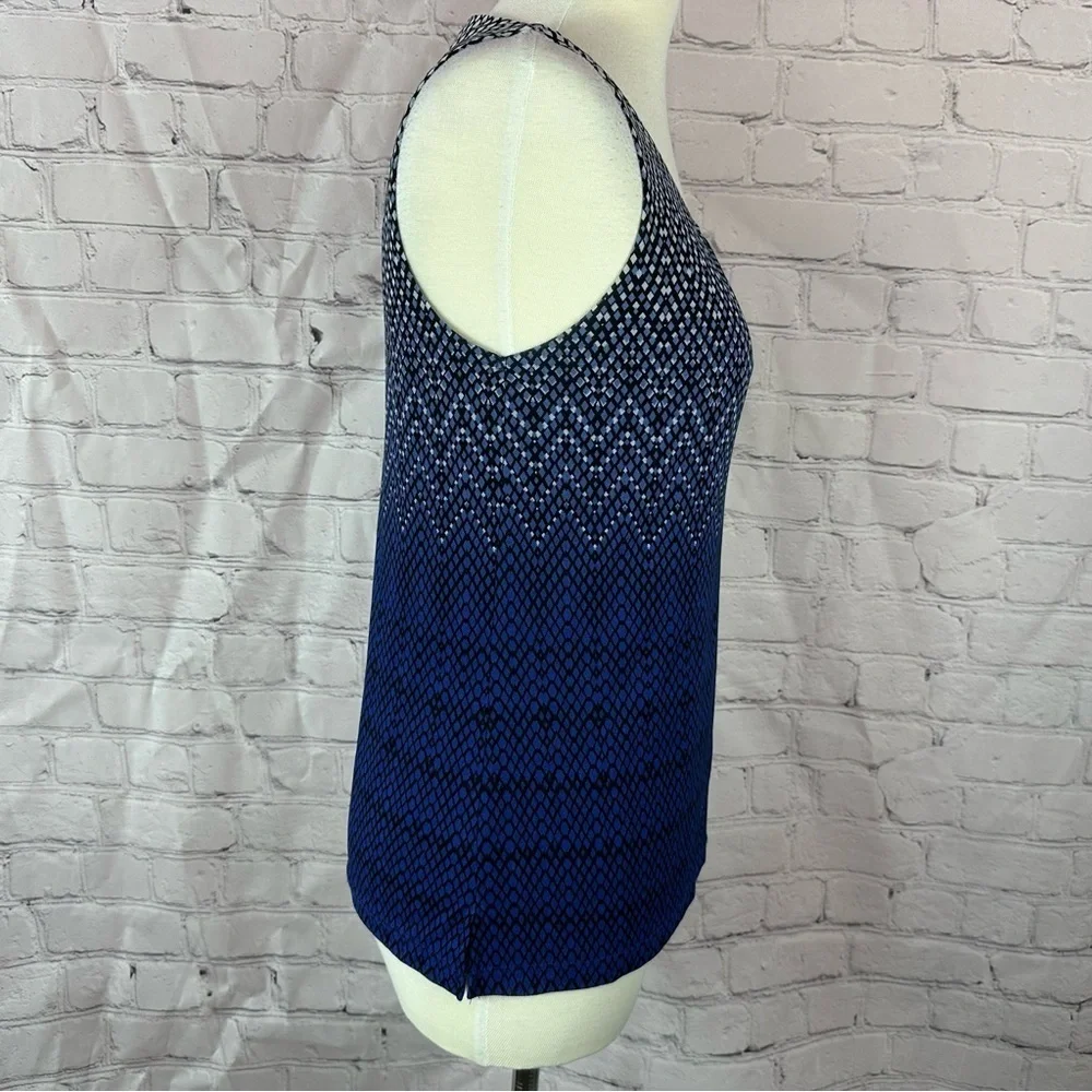 chico's geometric Blue Patterned tank layering office sz 0 (small 4) - Picture 2 of 10